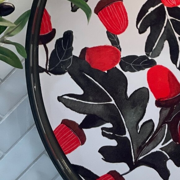 Decorative Serving Tray--stunning pattern of Red-Black Acorns and Leaves - Picture 13 of 16